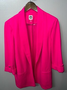Anne Klein Bright Hot Pink Open Front Blazer